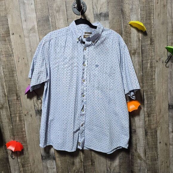 Ariat Blue All Over Print Button Down Western Shirt - Picture 1 of 6